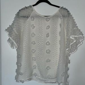 White, cotton, Sheer top with texture